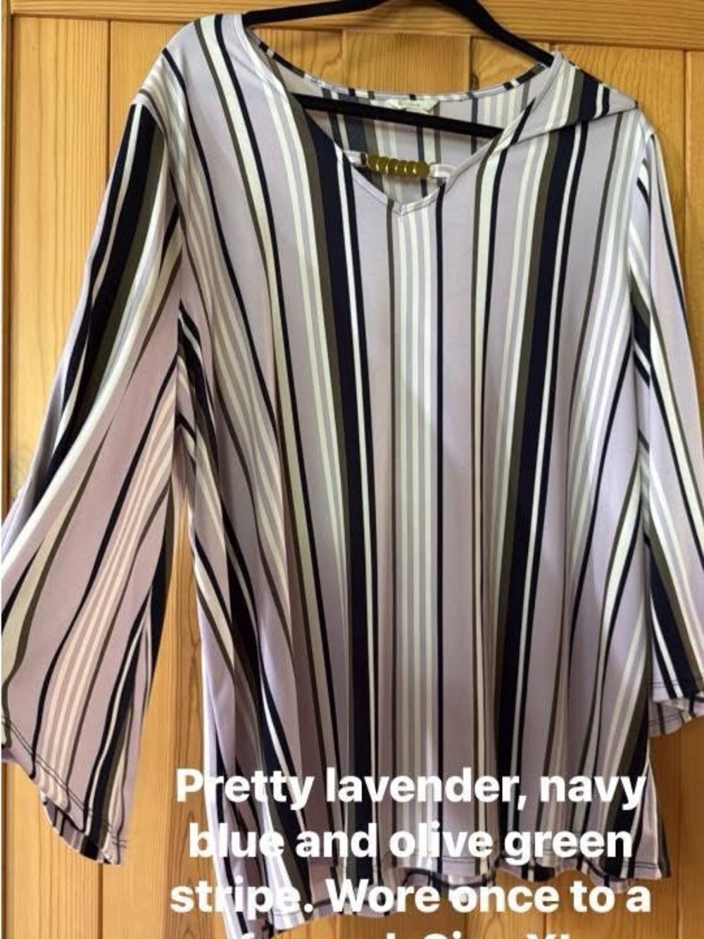 Lavender & Navy Striped Women's Blouse